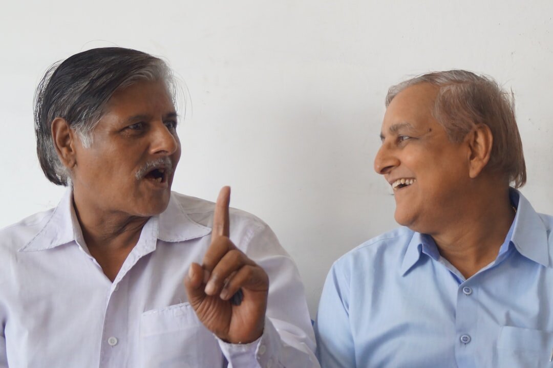 elderly man sharing story